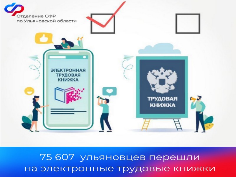 Более 75 тысяч жителей Ульяновской области оценили преимущества электронной трудовой книжки:.