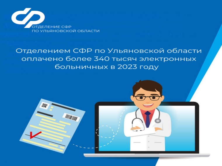 Отделение СФР по Ульяновской области оплатило более 340 тысяч электронных листков нетрудоспособности в 2023 году. Отделение СФР по Ульяновской области оплатило более 340 тысяч электронных листков нетрудоспособности в 2023 году.